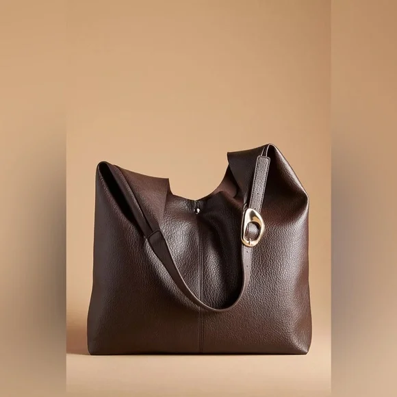 NWT Anthropologie The Love Knot Slouchy Bag The Buckle Edition Chocolate - Picture 3 of 15